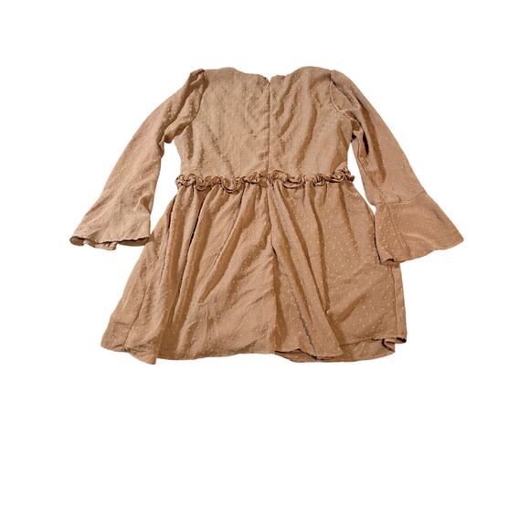 NWOT Chic Soul Size 1X Brown Bell Sleeve Round Neck Blouse Tunic Dress Swiss Dot - Picture 3 of 7